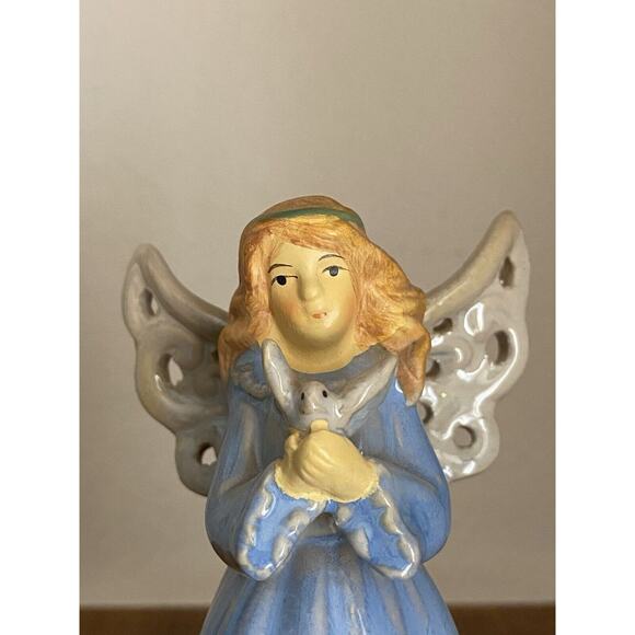 VINTAGE  1950's CERAMIC HEAVENLY ANGEL BELLS - Set of 2 - 5 1/2" Tall - Picture 4 of 13